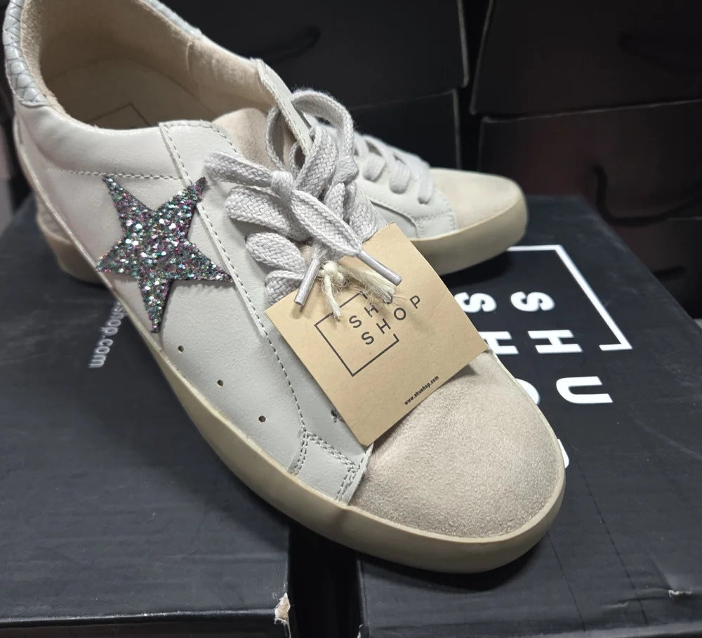 ShuShop Creamy White and Silver Sneakers Casual Lifestyle